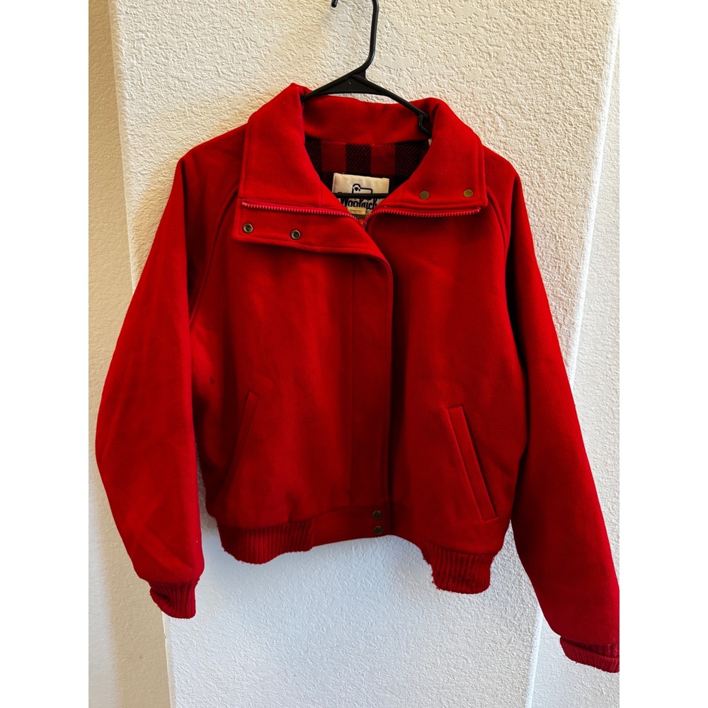 Vintage Woolrich Red Wool Bomber Jacket Buffalo Plaid Lining USA Made Large